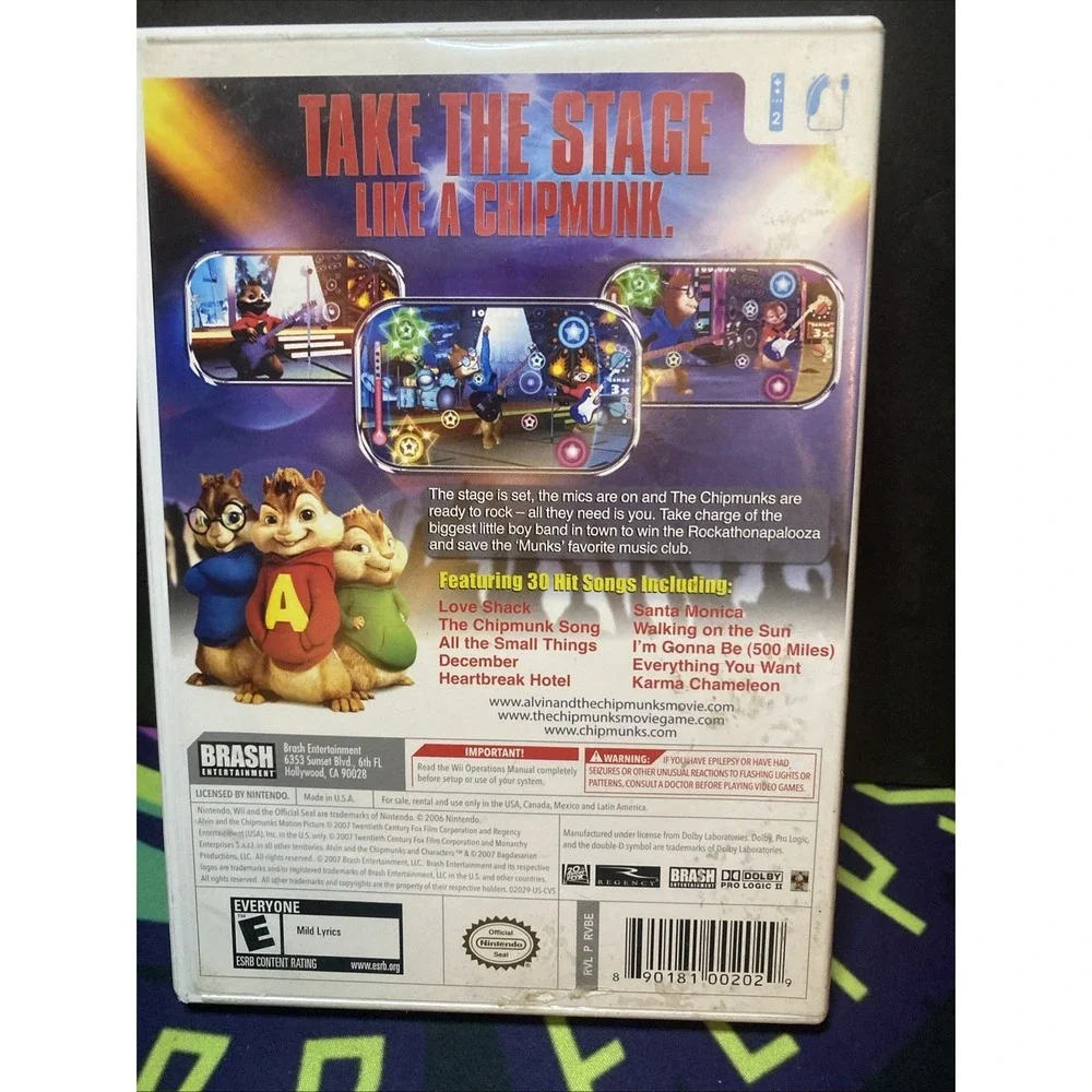 Nintendo Wii Alvin & The Chipmunks Game 2007 No Manual